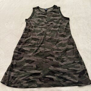 DEMOCRACY Sleeveless Camouflage Shift Dress in Green WOMEN'S M